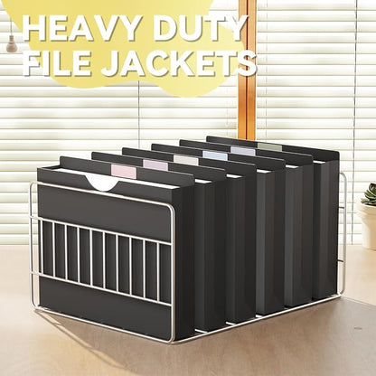 2 Inch Expandable File Jackets Letter Size,Plastic Manilla Folders | Poly Job Folders File Jacket,Heavy Duty Expansion Pocket Files with Straight Cut Tabs,12 Pack Reinforced work folders,Black