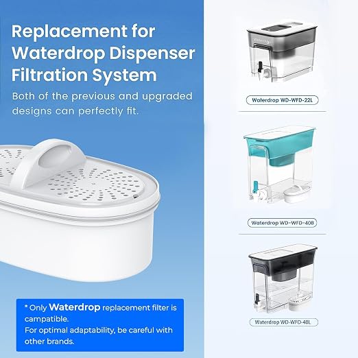 [Original] Waterdrop PF-01A Water Filter for Waterdrop Pitcher & Dispenser | NSF Certified, Reduces Lead, PFAS, PFOA/PFOS, Chlorine, Each Filter Lasts Up to 3 Months or 200 Gallons, 6 Pack