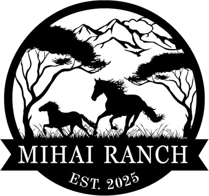 efcustomgifts Personalized Horse Ranch Metal Signs,Horse Signs for Barn, Custom Horse Farm Name Sign, Rustic Farmhouse Wall Decor, Custom Horse Entryway Sign farmhouse Gift