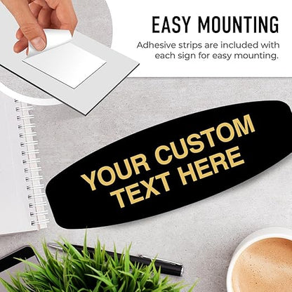 Custom Wall or Door Sign, Personalized Round Plaque Engraved Message for Bussiness, Property and Home Indoor/Outdoor, 3x9 Inches, Made in USA by Sigo Signs