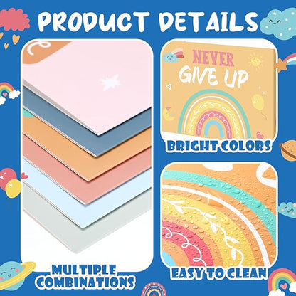 Honoson 24 Pcs Bulk Inspirational Privacy Folders for Students Cardboard Test Privacy Boards Motivational Words Desk Dividers Shield for Classroom School Study Supplies, 6 Styles (Bohemian)