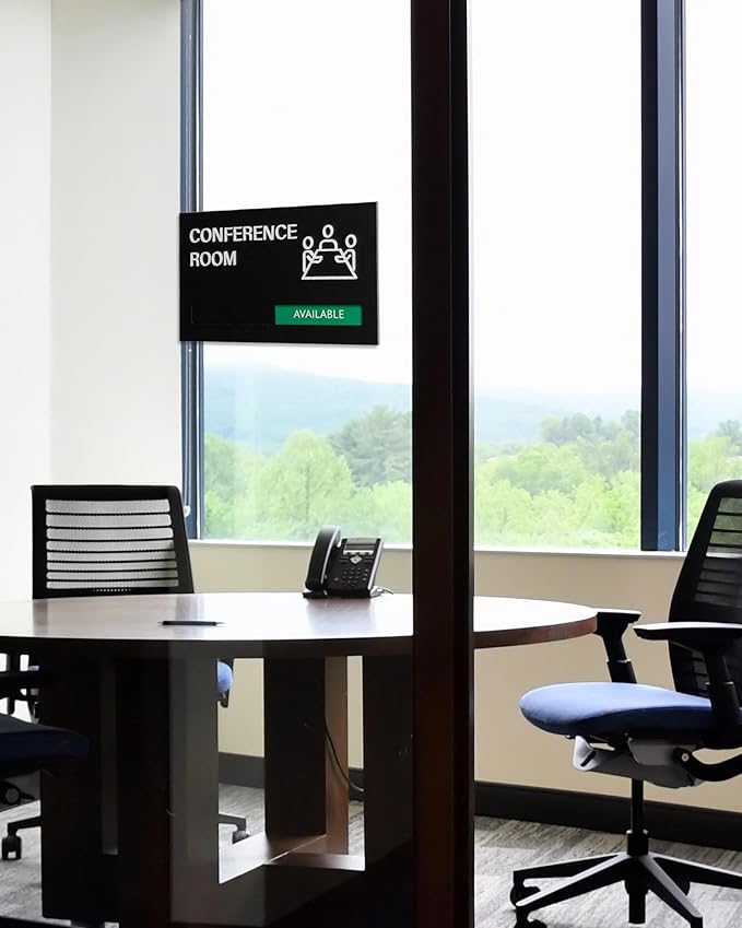 Conference Room Door Signs for Office, Meeting In Progress Door Sign, In Use Available Slider Indicator Tells Whether Room Vacant Or Occupied