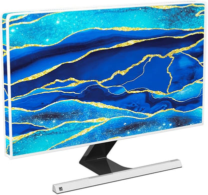 Baocicco Royal Blue Marble Waterproof TV Cover 37, 38, 39 Inch Creative Design Monitor Accessories Laptop TV LCD Screen Television Decoration for Tablet LED LCD OLED TVs Decorations