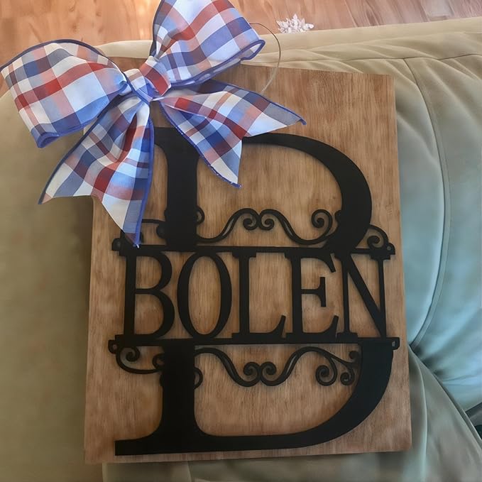 Personalized Metal Name Signs, Split Letter Monogram Wall Decor, Custom Last Name Sign, Family Name Sign for Outdoor, Personalized Wedding Gift, Garden Decor, Metal Wall Art, Housewarming Gift (MonogramDesign_12)