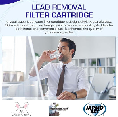 Crystal Quest Lead Water Filter Cartridge – Advanced Lead & Cyst Filtration, Durable PP Build, Steady Flow, Easy Installation, Long-Lasting Use, Fit for Crystal Quest Systems - 4-5/8" x 20"