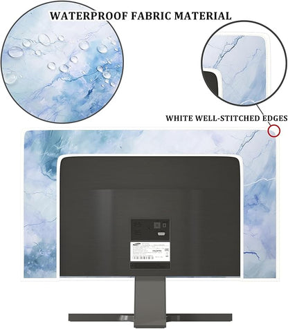 Baocicco Fashion Haze Blue Marble Computer Monitor Dust Cover 26, 27, 28 Inch Full Body Cover for Display Screen Panel Case Computer Sleeve Compatible with iMac 26, 26-28 PC, Desktop and TV