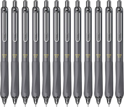 ParKoo Gel Pens Quick Dry Ink Fine Point 0.5mm, Retractable Rolling Ball Black Ink, Click Silent Pens Set for Journaling Notetaking Drawing Sketching Smooth Writing Non Bleed 12pcs