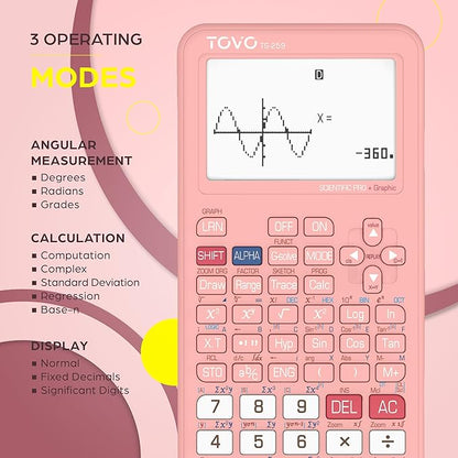 TOVO Scientific Calculator with Graphing Functions, Multiple Modes, 360 Functions, Large Screen, Intuitive Interface for Beginners, High School & Advanced Courses, TS-259 (Developed by CATIGA)