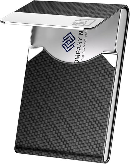 DMFLY Business Card Holder with Ultra Slim Design, Business Card Case with Premium PU Leather, Suit Pocket Metal Card Holder for Women/Men, Magnetic Closure Quick Access Cards, Small and Easy to Carry