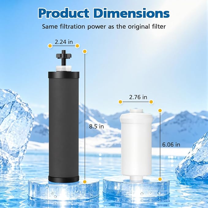 Water Filter Replacement Compatible with Ber-key ® BB9-2 Gravity System | High-Efficiency Coconut Shell Activated Carbon for 250+ Contaminants, 4 Pack Black Carbon Filters