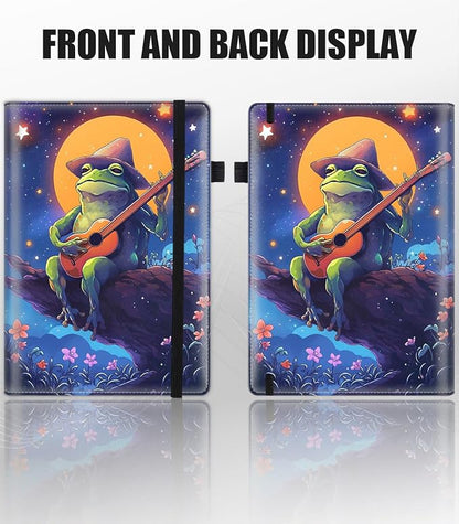 Hardcover Executive Notebooks, A5 PU Leather Lined Journal Notebook, 200 Pages Thick Paper Subject Notebooks for School,Work,Home Writing Business Notebook, Diary Book ， Watercolor Frog