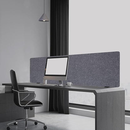 Clamp-on 60" x 24" Desk Divider Privacy Panel for Office Privacy Sound Absorbing Screen Acoustic Partition Divider Stand Up Desktop Divider Portable Cubicle Panel, Grey