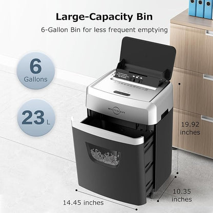 BONSEN 150-Sheet Autofeed Paper Shredder for Office, 60 Mins Heavy Duty Micro-Cut Shredders for Home Office Use, P-4 High Security Commercial Document Shredder with 6 Gal Large Capacity Bin (S3114)