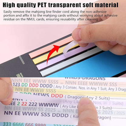 420 Pcs Mahjong Line Finder Reader Notes, Highlighter Tape Stripe, Transparent Sticky Mahjong Cards Rule Reader, Mahjong Accessories for Player, Beginner, No Adhesive Residue & Reusable (Blue)