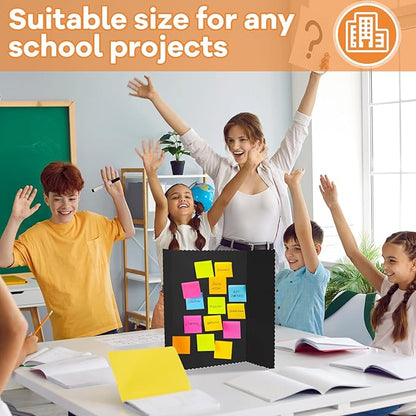 Ctosree 24 Pcs 14 * 22inch Tri Fold Poster Board Bulk, Science Fair Project Display Paperboard, Single Wall, Lightweight Presentation Board (Black)