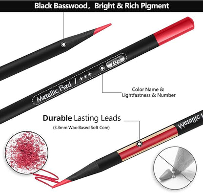 HIFORNY Premium Black Edition Colored Pencils for Adults Coloring – 72 Coloring Pencils with Smooth Pigments,Artists Soft Core,Drawing Pencils Art Supplies for Adults Beginners