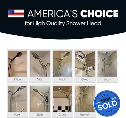 Cobbe High Pressure Shower Head with Built-in Pause Button, 9-Function Detachable Showerhead with Handheld Brass Swivel Bracket & Stainless Steel Hose, Water Saving 1-Click Stop, Oil Rubbed Bronze