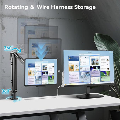 Feising Mount Soporte para Tablet/Portable Monitor/Ereader - Strong Bearing Weight over 5.5lbs with Built-in Adjusting Wrench with 360°Rotate Base Fits for ipad 4.7-15.6" Tablet Stand Holder