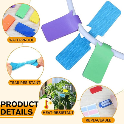 SummerBrite 36-Pack Large Cable Labels with 40 Write-On Stickers, Reusable 8-Color Wire Tags for Electronics, Cord ID & Cable Management for Home Office, PC Network - Rectangle