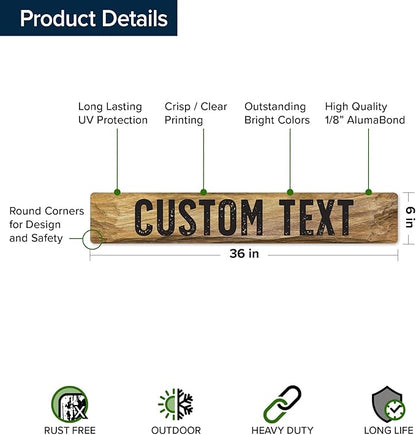 Custom Sign, Custom Street Sign, 11 Font Colors, 13 Font Styles, 4 Hole Options, 22 Sizes, 6x36 Inches, Rust Free DiBound, Fade Resistant, Made in USA by My Sign Center (Stone)