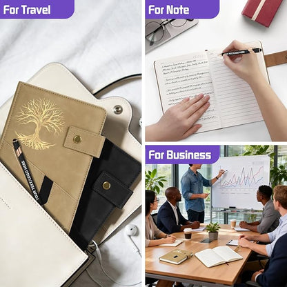 ENOMY Personalized Notebook & 10 PC Pens Set A5 Notebook with Ribbon Bookmark PU Leather Custom Notebook Cover for College Graduation Birthday Business Gifts, Light Blue