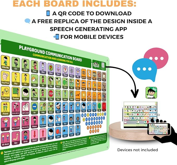 Outdoor Rated Plastic School Playground Communication Board - Weather-Proof Inclusive Communication Aid for Autism & Inclusive Play