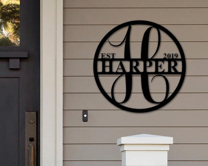 Personalized Metal Name Signs, Split Letter Monogram Wall Decor, Custom Last Name Sign, Family Name Sign for Outdoor, Personalized Wedding Gift, Garden Decor, Metal Wall Art, Housewarming Gift (MonogramDesign_7)