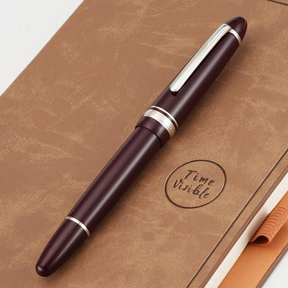 erofa Majohn P136 Piston Fountain Pen 1.1mm Stub Nib with Box, Red Resin Writing Pen Set