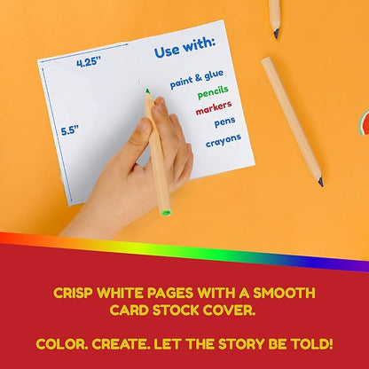 Hygloss Blank Books - Bulk 100 Pack – 4.25" x 5.5" A6 White Paperback Blank Books for Kids to Write Stories, Doodle, Arts & Crafts – Plain Drawing Sketchbook, Unlined Journal, Notebook Without Lines