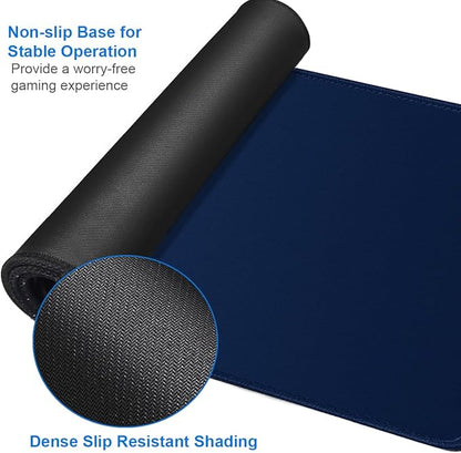 Large Mouse Pad, 31.5x15.7 inch Large Extended Computer Keyboard Mouse Mat, Water Resist Non-Slip Mousepad Rubber Base Long XXL Desk Mouse Pad for Work & Gaming, Office & Home, Dark Blue