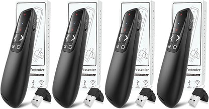 (4 Units) Wireless Presentation Clicker PowerPoint Presenter Remote: Clicker with Red Laser Pointer Long Range PPT Control -Power Point Google Slide Advancer for Mac Laptop PC Computer Keynote