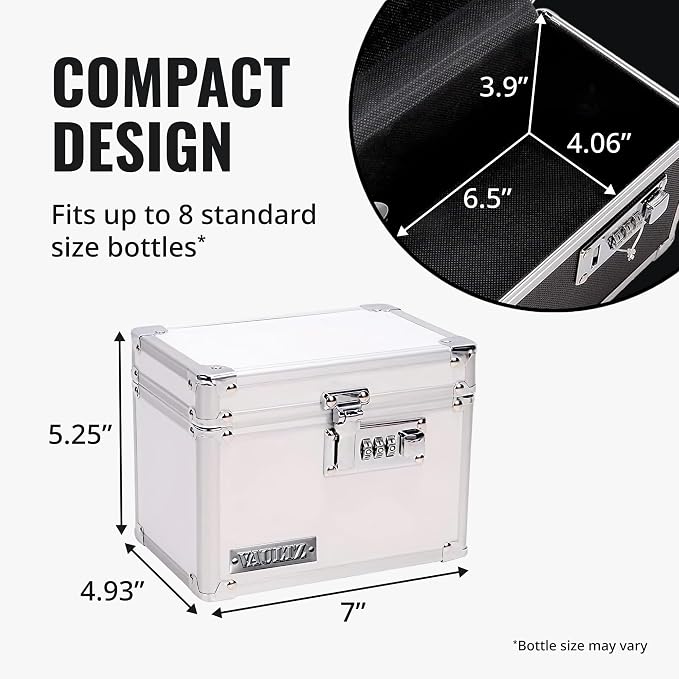 Vaultz Locking Medicine Box with Combination Lock - Secure Metal Lock Box Safe for Medication, Pills & Valuables, Small Lockbox with Code, Portable Storage Case, Leopard | Metal lock box, storage case for medication and small valuables, 3-digit combina...