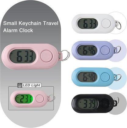 Small Glass Desk Whiteboard Dry-Erase Board with Clock, Small Travel Reminder Clock Keychain with Desk Notepad, Time Table Whiteboard for Desk Digital LED Light Display, 8x6 in with Accessories, Pink