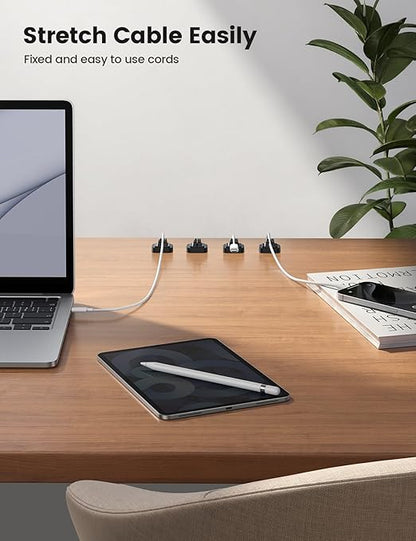 5Pack Cable Spring Holder Clips, Cord Organizer for Desk - Lamicall Adjustable Cord Wire Holder Keeper, Phone Charger Organizer Clips, Wire Cable Management for Nightstand Wall Car Office Desktop