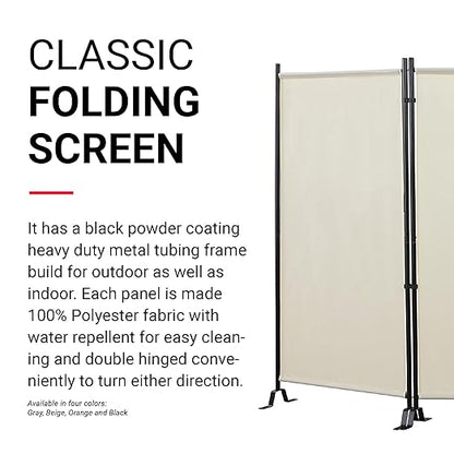 Proman Products - Galaxy Section Divider, Water Repellent Fabric Room Divider with Black Powder Coated Metal Frame for Indoors or Outdoors (Beige)