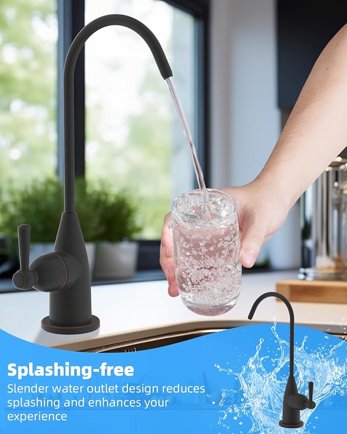 Hibbent Drinking Water Faucet for Bar and Kitchen Sink, Stainless Steel Reverse Osmosis RO Faucet for Under-Sink Filtration System, Oil-Rubbed Bronze Finish