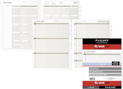 AT-A-GLANCE 2027 Planner Refill, Weekly, 8.5" x 11", Folio Size 5, Tabbed, 7-Ring Loose-Leaf (491-285-27)