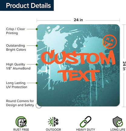 Custom Sign, Custom Street Sign, 11 Font Colors, 13 Font Styles, 4 Hole Options, 22 Sizes, 24x24 Inches, Rust Free DiBound, Fade Resistant, Made in USA by My Sign Center (Graffiti)