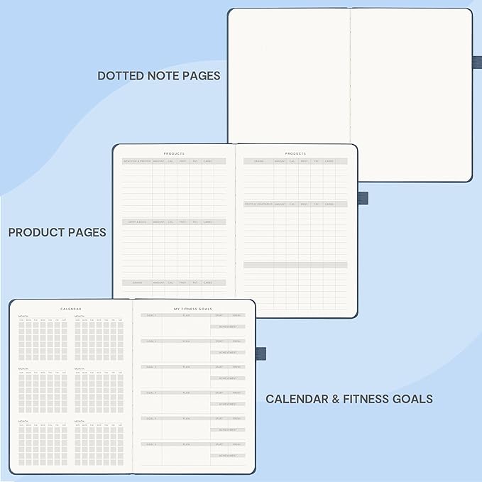 &And Per Se Fitness Workout Journal for Men & Women, Workout Log Book Planner with Daily Diet, Gym Exercise & Training Trackers - Undated, A5 Size, Leather Hardcover (Dark Blue)