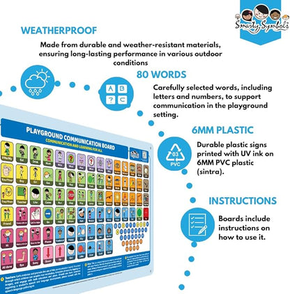 Outdoor Rated Plastic School Playground Communication Board - Weather-Proof Inclusive Communication Aid for Autism & Inclusive Play