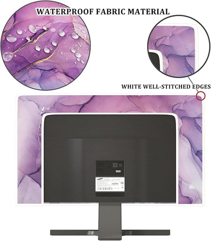 Baocicco Fashion Violet Marble Waterproof 32 Inch Anti-Static Dustproof Creative Design TV Screen Cover Panel Case TV Screen Covers Sleeve Compatible with PC Desktop and TV LED LCD OLED
