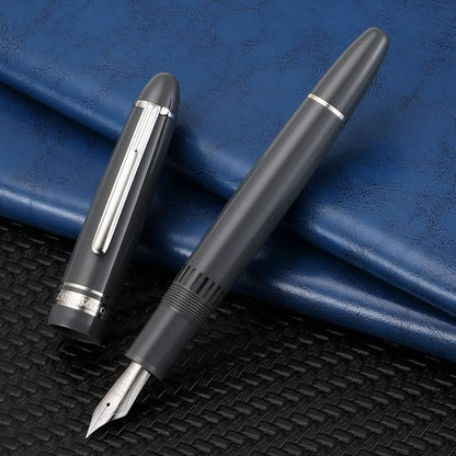 erofa Majohn P136 Piston Fountain Pen Medium Nib with Box, Gray Resin Writing Pen Set