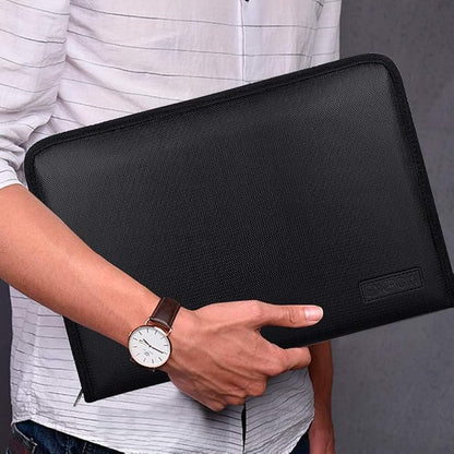 ENGPOW Expanding File Folder,Fireproof 25 Pockets Document Organizer Bag | Accordion File Organizer with Zipper＆Labels,Portable Home Travel Safe Storage for Important Files,Papers,Letter Size,Black