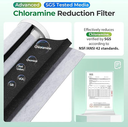 iSpring F2WGB21BKSNC Whole House Water Filter Replacement Pack, SGS-Tested to Remove up to 94.4% of Chloramine, Reduces Heavy Metals, Lead, Chlorine, Sediment, 10” x 4.5” Filters, Fits WGB21B-KSNC