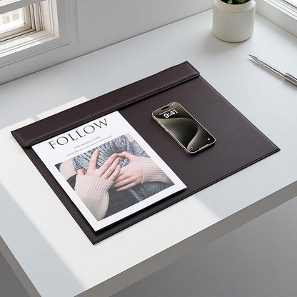 KINGFOM 18''x14'' Large Rectangle A3 Desk Writing & Drawing Desk Pad &Board Table Protector Mat with Paper Clip on Top Brown