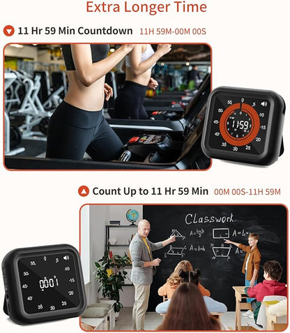 MeesMeek Digital Visual Timer - Large Display Magnetic Countdown Timer with Adjustable Volume and Brightness, 11H59M Memory Function for Kitchen, Classroom, Study Time Management, Seniors & Teachers