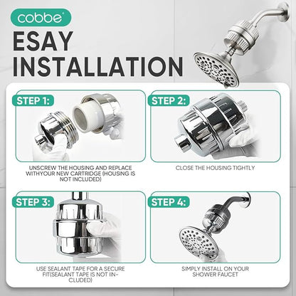 Cobbe HD HEAVY DUTY High Output Shower Filter – 99% REMOVAL Shower Head Filter for Hard Water, Heavy Metals, Chlorine and Harmful Substance, Improve your skin and hair, Brushed Nickel