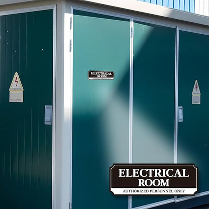 Electrical Room Door Sign for Business，Self-Adhesive Durable Modern Electrical Closet Room Sticker for Home, UV and Weather Resistant Authorized Personnel Only Signs for Business ，Workplace