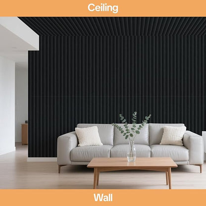 Tao.space 6 Pack Acoustic Panels 3D Wave Sound Proof Foam for Walls, 47.2"x11.8" Self-Adhesive Sound Absorbing Panels for Noise Reduction in Home Office & Studio, Decorative Wall Tiles (Black)