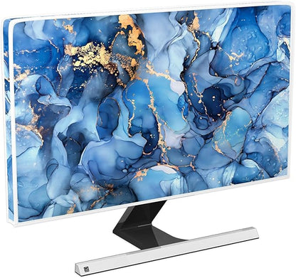 Baocicco Navy Blue Gold Marble Waterproof TV Dust Cover 80 Inch Creative Texture Grain Television Screen Cover Abstract TV Display Protectors Protective LED LCD OLED TVs Dust-Proof